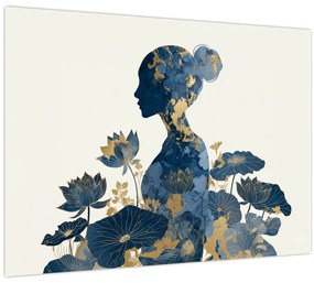 Sklenený obraz - Mramorový profil ženy (70x50 cm)