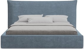 Modrá čalúnená dvojlôžková posteľ s úložným priestorom s roštom 180x200 cm Esala – Makamii