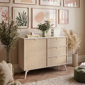 KOMODA FONDY JEDLIČKA SCANDI + PIESKOVO BÉŽOVÁ 106 cm