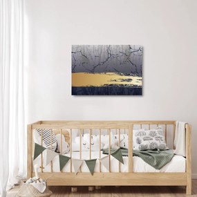 Sklenený obraz - Modrá a zlatá abstrakcia N⁰1 (70x50 cm)