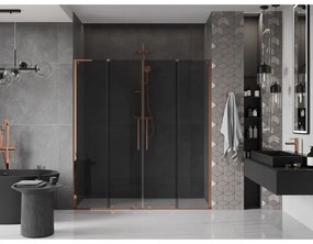 Mexen Velar L Duo, posuvné sprchové dvere do otvoru 170 cm, 8mm šedé sklo, ružové zlato, 871-170-003-42-60
