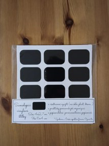 Sada štítkov / nálepiek, štítok čierny Obdĺžnik so zaoblenými rohmi - 18 ks Farba: biela