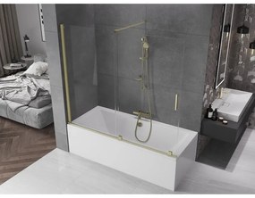 Mexen Velar, 2-krídlová posuvná vaňová zástena 180 x 150 cm, 8mm číre sklo, zlatý matný profil, 896-180-000-01-55