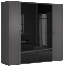 Šatníková skriňa BRW Flex 138 (grafit + lesk čierny) (so zrkadlom). Akcia -30%. Vlastná spoľahlivá doprava až k Vám domov. 1098237
