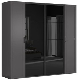 Šatníková skriňa BRW Flex 138 (grafit + lesk čierny) (so zrkadlom). Vlastná spoľahlivá doprava až k Vám domov. 1098237