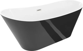 Mexen Dora, voľne stojaca vaňa 170 x 75 cm, biela/čierna, prepad brúsený nikel, 52071707575-97
