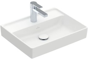 VILLEROY &amp; BOCH Collaro závesné umývadielko s otvorom, bez prepadu, 500 x 400 mm, Stone White, s povrchom CeramicPlus, 433451RW