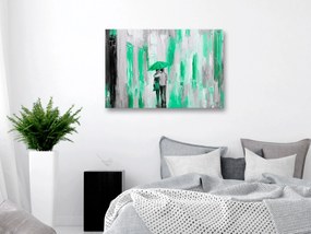 Artgeist Obraz - Umbrella in Love (1 Part) Wide Green Veľkosť: 30x20, Verzia: Na talianskom plátne