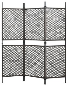 3-panelový paraván hnedý 180x200 cm polyratanový