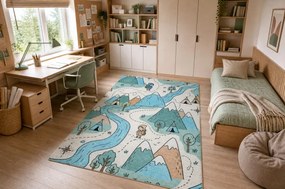 Detský koberec protišmykový BAMBINO 61590 krémový / modrý
