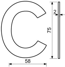 Domové písmeno v plochom „2D“ prevedení RICHTER RN.75L (čierne), C, RICHTER Čierna matná