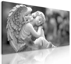 Obraz pokojný anjel v čiernobielom prevedení