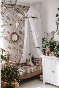 Tapeta vtáky bielo-šedá 280x50 cm