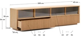 TV stolík v dekore duba v prírodnej farbe 200x54x40 cm Helvine – Kave Home