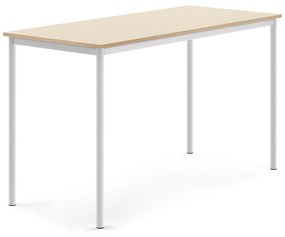 Stôl SONITUS, 1600x700x900 mm, akustický HPL - breza, biela