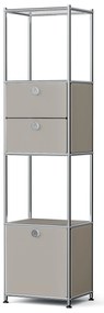 Kovový regál »CN3 Slim Line« s 2 pohyblivými zásuvkami a 1 pohyblivými výklopnými dvierkami, svetlosivý