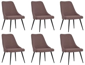 Jedálenské stoličky 6 ks hnedé látkové