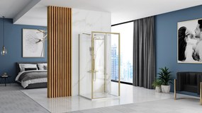 Rea Rapid Slide, 3-stenný sprchovací kút s posuvnými dverami 150(dvere) x 90(stena) x 195 cm, 6mm číre sklo, zlatý matný profil, KPL-09480