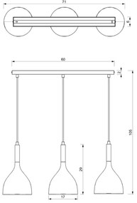 Luster na lanku NOAK 3xE27/15W/230V čierna/chróm