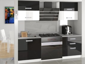Kuchynská linka Belini 120 cm čierny lesk / biely lesk s pracovnou doskou Eleganta  INF ELEGANTA/2/WT/BWB/0/D