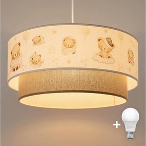Brilagi- LED Detský luster na lanku BOBO 1xE27/60W/230V pr. 40 cm biela/béžová/medvedík