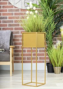 KOVOVÝ KVETINÁČ SO STOJANOM PLAIN 70X24 CM ZLATÁ