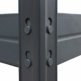 Bezskrutkový kovový regál RIVET CORNER PACK 180x210x240x45 cm, 5x HDF polica, antracitová sivá