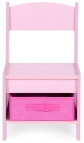 Zostava detského nábytku, stôl + 2 stoličky, kriedová tabuľa, ružová, ECOTOYS