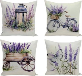 XPOSE® Set obliečok na vankúš LAVENDER (digitálna tlač) 43x43 cm - set 4 ks