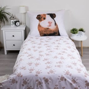 Biele bavlnené detské obliečky na jednolôžko 140x200 cm Guinea Pig – Jerry Fabrics