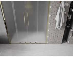 Mexen Velar Duo, posuvné sprchové dvere do otvoru 140 cm, 8mm sklo námraza, zlatá lesklá, 871-140-000-32-50