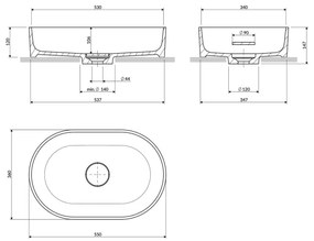 OMNIRES OVOUNBLV - Umyvadlo OVO 55x36 cm dolomit matná černá láva