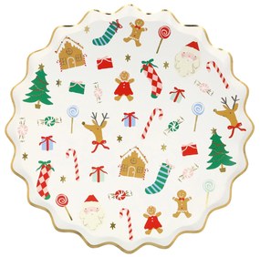 Meri Meri Vianočný papierový tanier Jolly Christmas 21,6 cm - set 8 ks