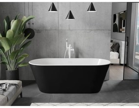 Mexen Flavia, voľne stojaca vaňa 170 x 75 cm, biela-čierna, biely prepad, 54031708075-20