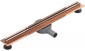 Mexen Flat nerezový sprchový žľab s rotačným 360° sifónom 60 cm, vzor SLIM, ružovo-zlatá, 1641060