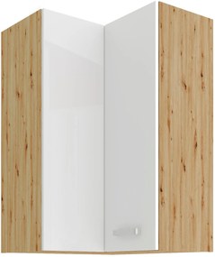 Horná rohová kuchynská skrinka Arryn 60x60 GN-90 2F (90°) (korpus: dub artisan / front: lesk biely). Akcia -6%. Vlastná spoľahlivá doprava až k Vám domov. 1134387