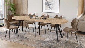 Mazzoni EXPANSO Dub Artisan / čierne nohy - OVÁLNY ROZKLADACÍ STÔL 160-360 cm PRE 16-18 OSÔB