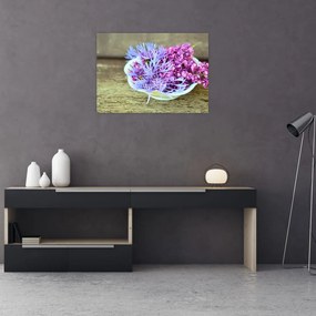 Sklenený obraz - fialová rastlinka (70x50 cm)