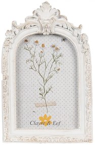 Biely antik fotorámik s kvetinovým motívom - 13*2*31 cm / 10*15 cm