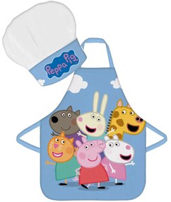 Detská zástera s kuchárskou čiapkou Prasiatko Peppa a kamaráti - súprava 2 diely