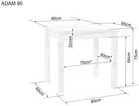 Jídelní stůl Adam 90 cm bílý