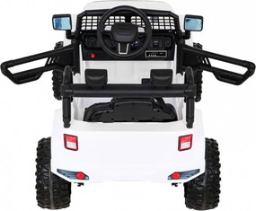 Ramiz Autíčko Jeep Dark Night na batérie pre deti biele + pomalý štart + EVA kolesá + LED audio