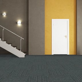 Balta, Kobercový štvorec Sonar Lines 4577 zelenočierny 50 x 50 cm, chodba / predsieň