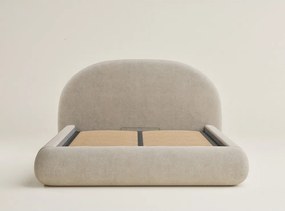 Béžová čalúnená dvojlôžková posteľ s úložným priestorom s roštom 180x200 cm Maumere – Maison de Rêve