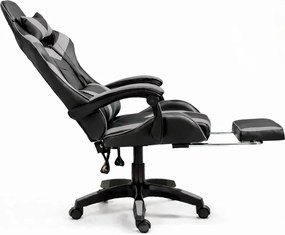 LEAN Kancelárska stolička s opierkou na nohy a vankúšmi – sivá