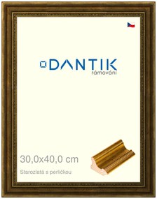 DANTIK rám na obraz 30x40 | Starozlatá s perličkou (Plexi Čiré)