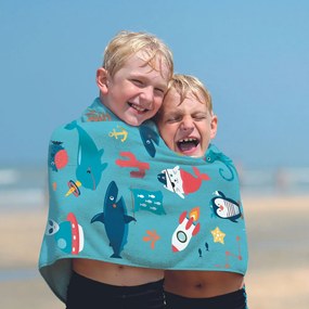 Modrá detská plážová osuška PLAGE