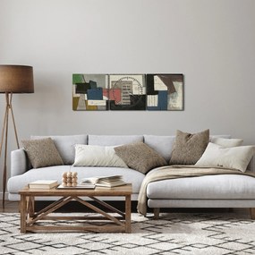 Obraz - Abstrakcia, kubizmus (s hodinami) (90x30 cm)
