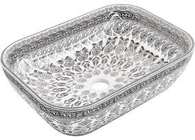 Mexen Rita, umývadlo na dosku 455x325x135 mm, biela-čierny vzor, 21084586
