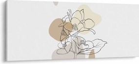 Obraz - Béžové kvety s motýľom N⁰1 (120x50 cm)